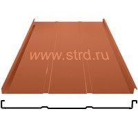 Фальцевая панель фальц двойной стоячий Line 625/550мм Satin 0.5мм RAL 8004 (кирпичный) Grand Line