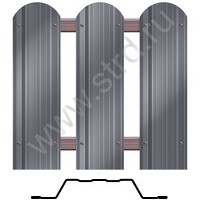Штакетник металлический П-образный фигурный 0.110м 0.4мм Полиэстер RAL 7024 (серый) Stynergy