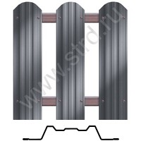 Штакетник металлический TRAPEZE-O фигурный 0.118м 0.4мм Полиэстер RAL 7024 (серый) Металл Профиль